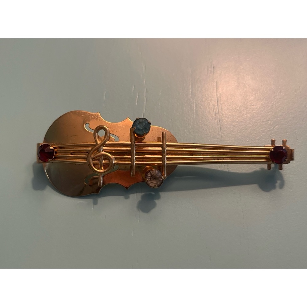 Vintage Gold Colored Cello Brooch